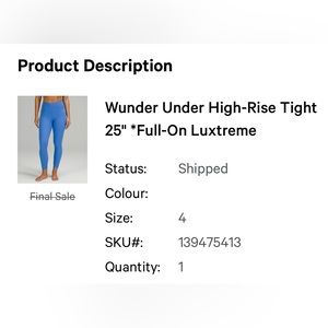 COPY - Like new! Lululemon Wunder Under High-Rise 25” Leggings